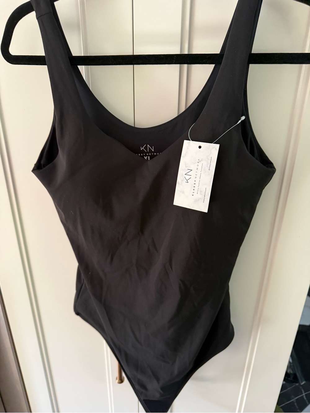 Klassy Network Black Scoop Neck Bodysuit